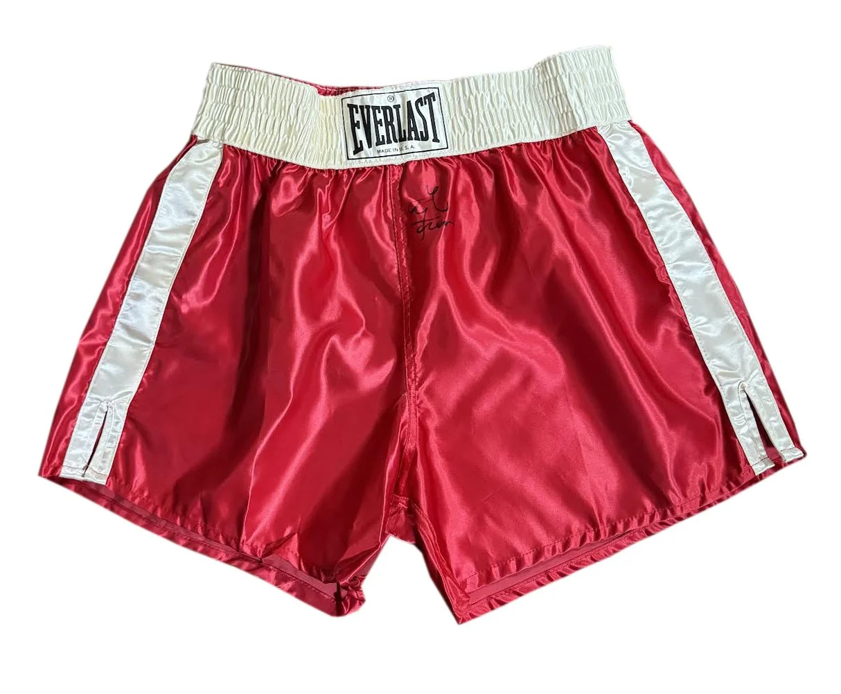Vintage Everlast Red Satin Boxing Trunks Signed By George Foreman